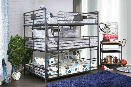 Olga Antique Black Full/Full/Full Bunk Bed by Furniture of America at Eve Furniture