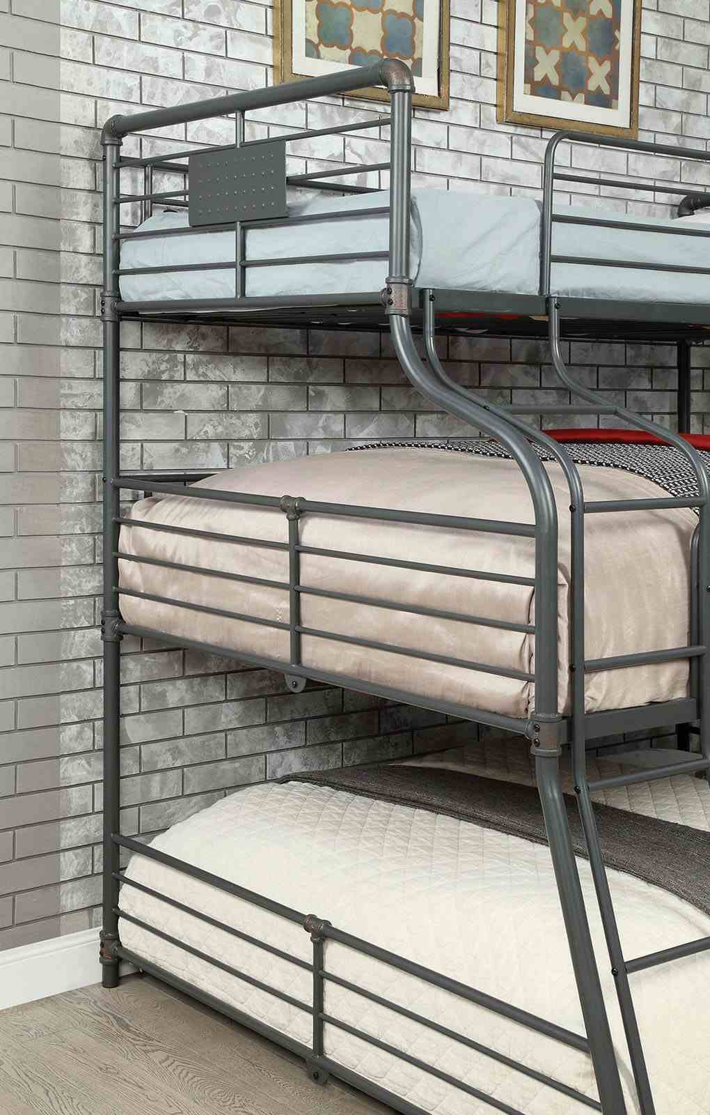 Olga Antique Black Twin/Full/Queen Bunk Bed by Furniture of America at Eve Furniture