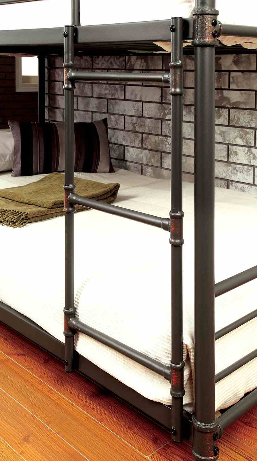 Olga Antique Black Twin/Twin/Twin Bunk Bed by Furniture of America at Eve Furniture