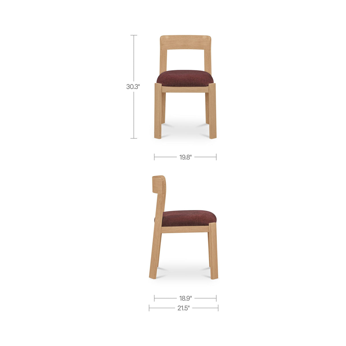 Oli Berry/Natural Dining Chair (Set of 2) by Moe's Home at Eve Furniture