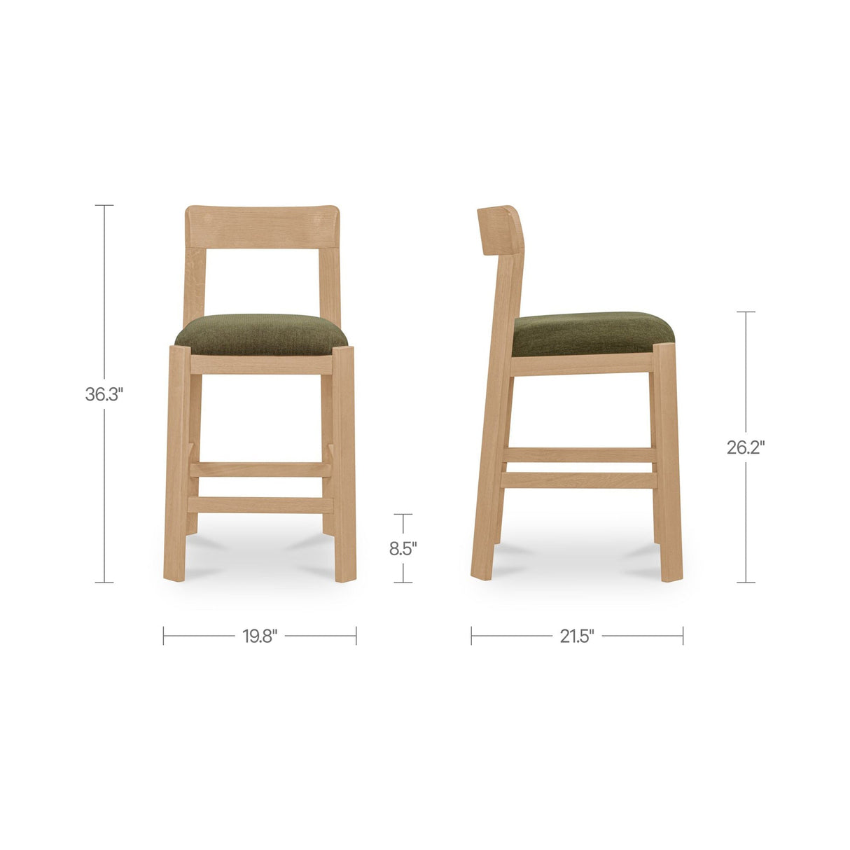 Oli Dark Green/Natural Counter Stool by MOES at Eve Furniture