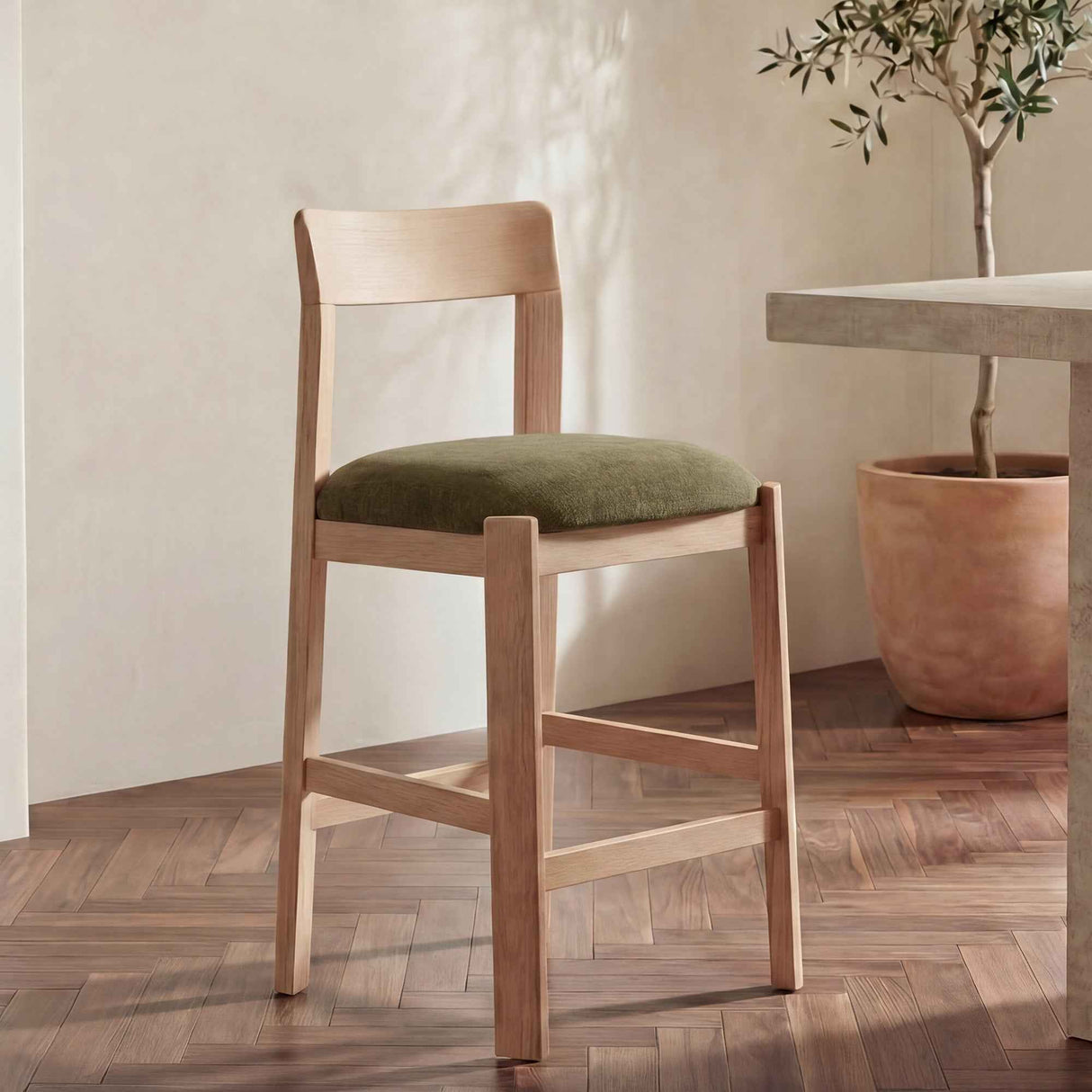 Oli Dark Green/Natural Counter Stool by Moe's Home at Eve Furniture