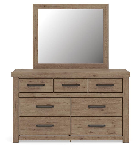Oliandon Light Brown Dresser and Mirror by Ashley at Eve Furniture