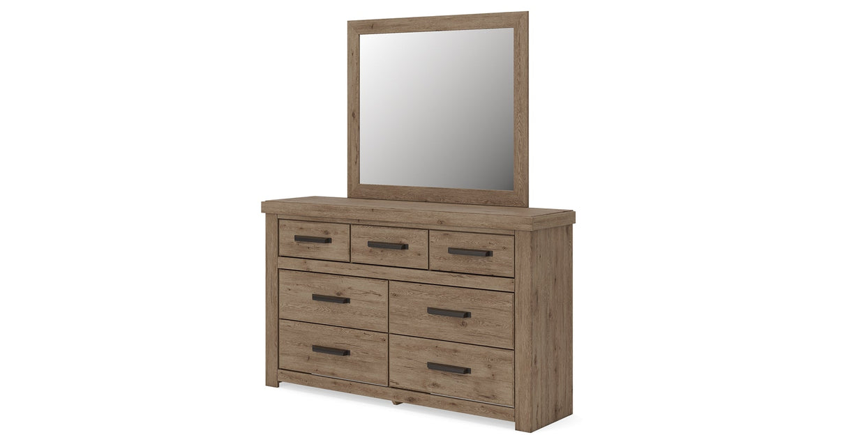 Oliandon Light Brown Dresser and Mirror by Ashley at Eve Furniture