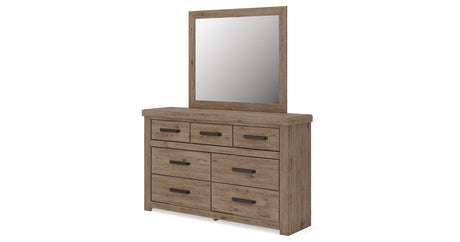 Oliandon Light Brown Dresser and Mirror by Ashley at Eve Furniture