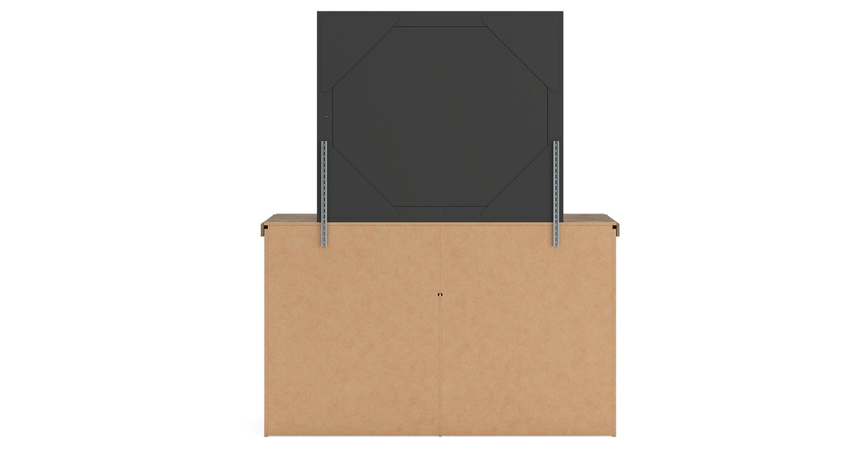 Oliandon Light Brown Dresser and Mirror by Ashley at Eve Furniture