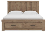 Oliandon Light Brown King Panel Storage Bed by Ashley at Eve Furniture