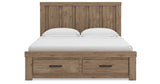 Oliandon Light Brown Panel Storage Bedroom Set by Ashley at Eve Furniture