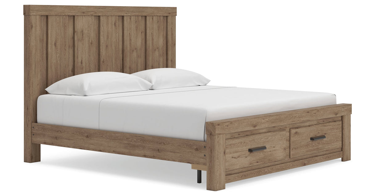 Oliandon Light Brown Panel Storage Bedroom Set by Ashley at Eve Furniture