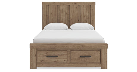 Oliandon Light Brown Queen Panel Storage Bed by Ashley at Eve Furniture