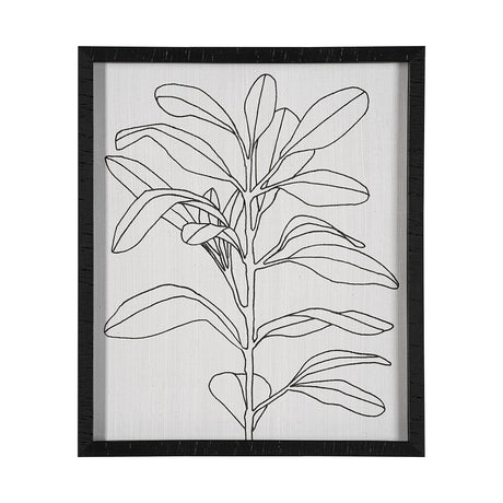 Olive Branch Countour I by Emma Scarvey Hand Embellished Textured Framed Art Print Matted under Glas by Mercana at Eve Furniture