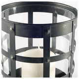 Oliver Black Metal/Glass Caged Table Candle Holder by Mercana at Eve Furniture