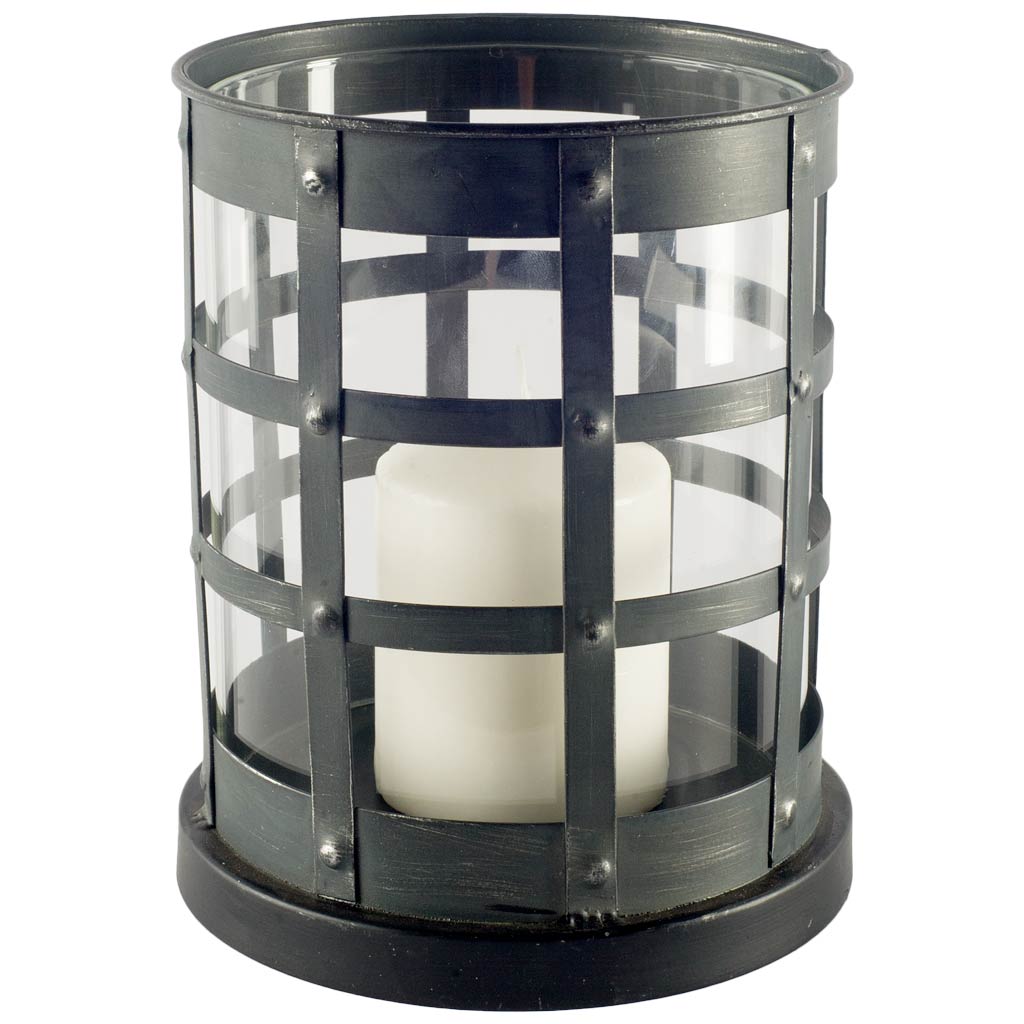 Oliver Black Metal/Glass Caged Table Candle Holder by Mercana at Eve Furniture