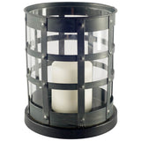 Oliver Black Metal/Glass Caged Table Candle Holder by Mercana at Eve Furniture