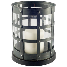 Oliver Black Metal/Glass Caged Table Candle Holder by Mercana at Eve Furniture