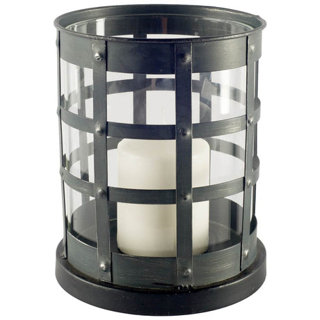Oliver Black Metal/Glass Caged Table Candle Holder by Mercana at Eve Furniture