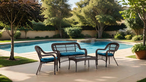 Oliveri Brown/Dark Teal 5-Piece Outdoor Set by Ashley at Eve Furniture