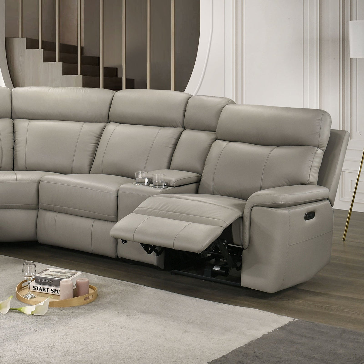 Oliverus Taupe Power Sectional by Furniture of America at Eve Furniture