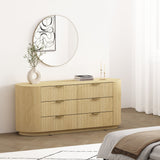 Olivia 71.3" Double Dresser in Natural Oak and Gold by Manhattan Comfort at Eve Furniture