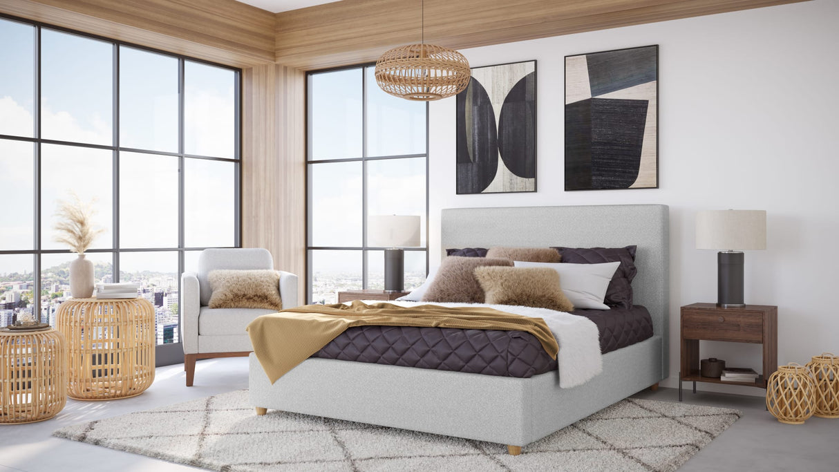 Olivia Linen King Upholstered Platform Bed by Modus Furniture at Eve Furniture