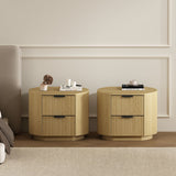 Olivia Nightstand in Natural Oak and Black (set of 2) by Manhattan Comfort at Eve Furniture