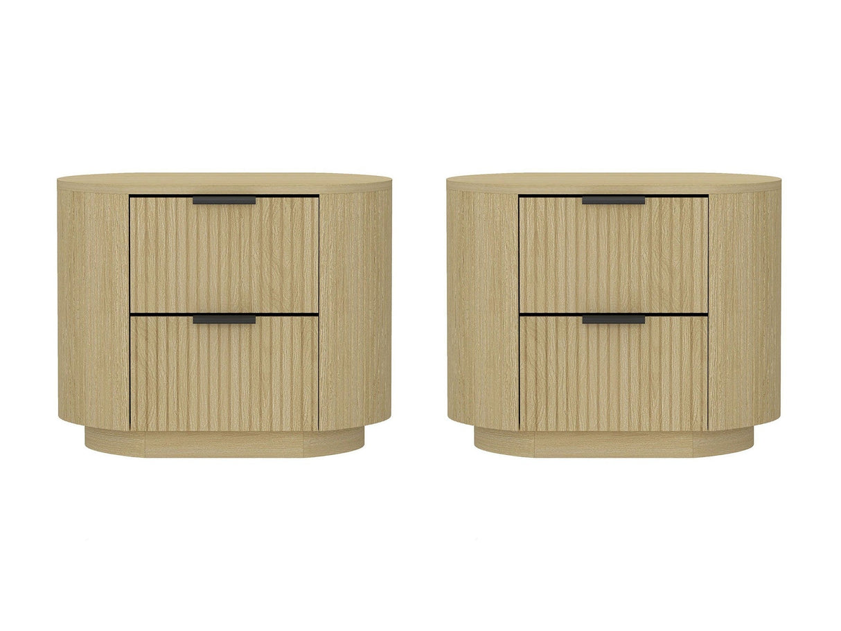 Olivia Nightstand in Natural Oak and Black (set of 2) by Manhattan Comfort at Eve Furniture
