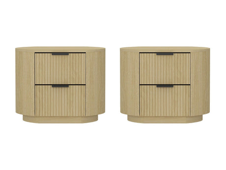 Olivia Nightstand in Natural Oak and Black (set of 2) by Manhattan Comfort at Eve Furniture