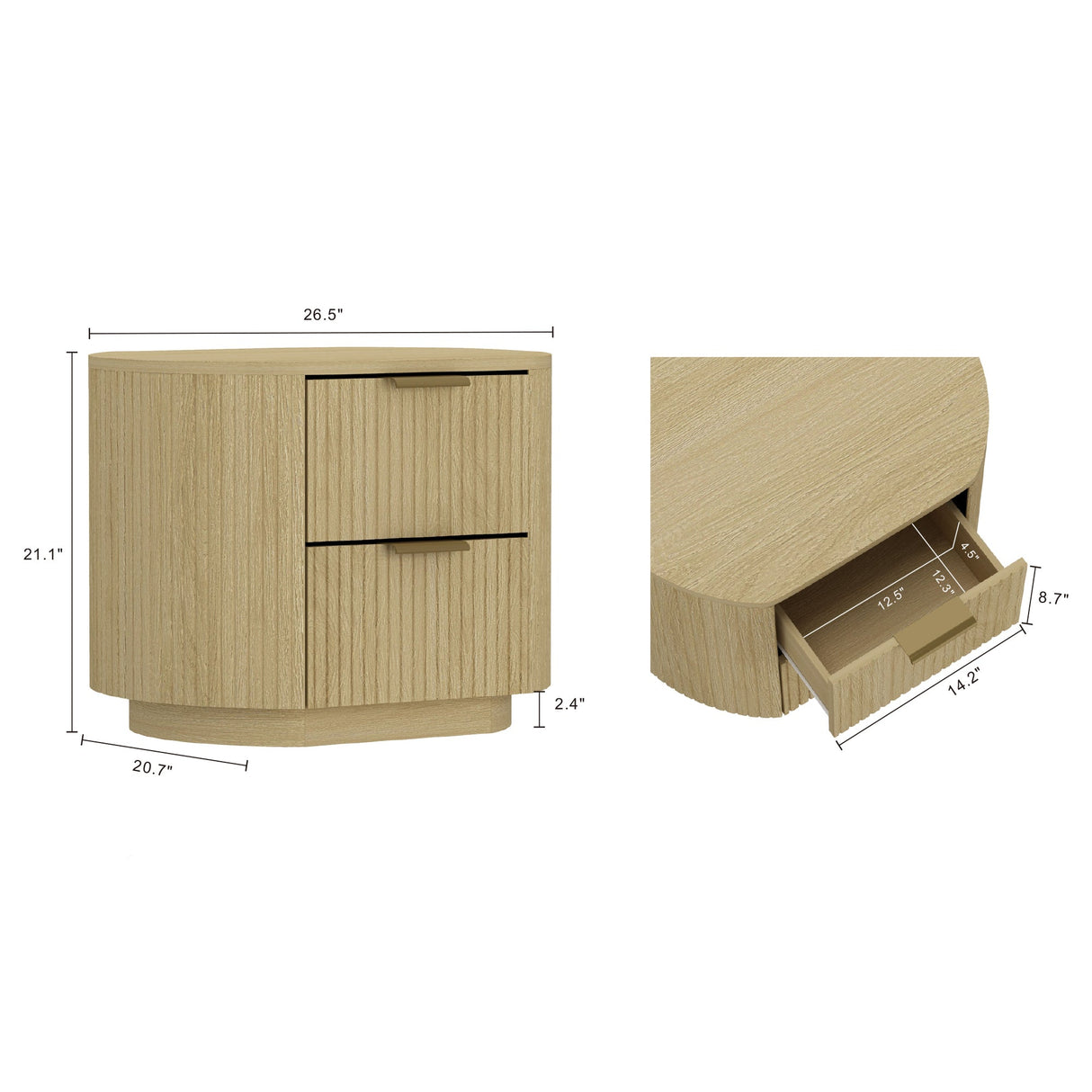Olivia Nightstand in Natural Oak and Gold by Manhattan Comfort at Eve Furniture