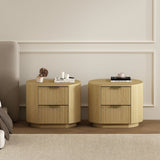 Olivia Nightstand in Natural Oak and Gold (set of 2) by Manhattan Comfort at Eve Furniture