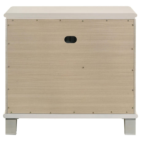 Olivia Pearl White 2-drawer Nightstand Bedside Table by Coaster at Eve Furniture