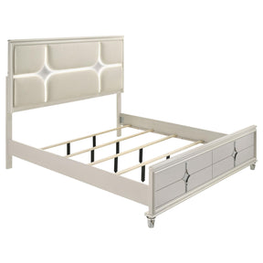 Olivia Pearl White Queen Panel Bed LED Headboard by Coaster at Eve Furniture