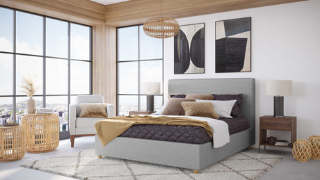 Olivia Pewter California King Upholstered Platform Bed by Modus Furniture at Eve Furniture