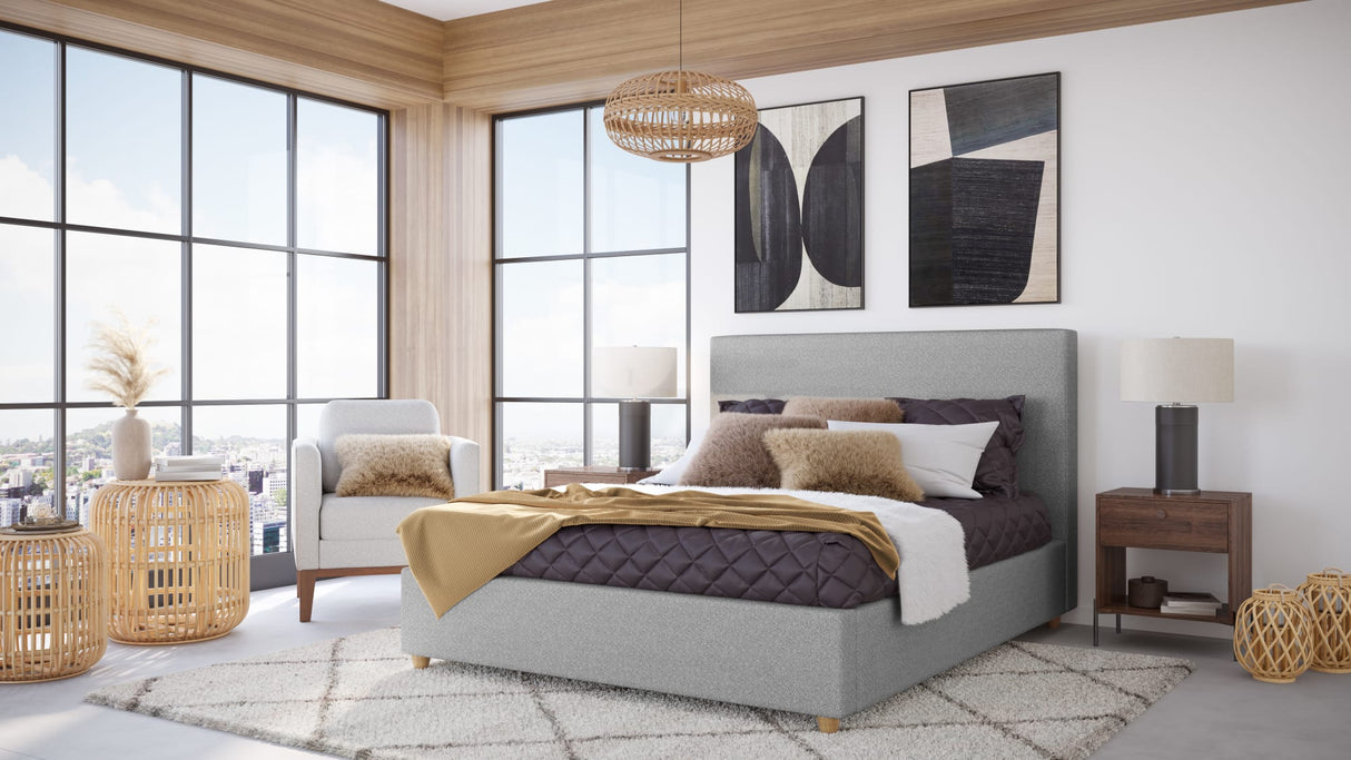 Olivia Pewter Queen Upholstered Platform Bed by Modus Furniture at Eve Furniture
