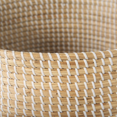 Olivia Set of 3 Beige Seagrass Basket W/Lid and Handles by Mercana at Eve Furniture