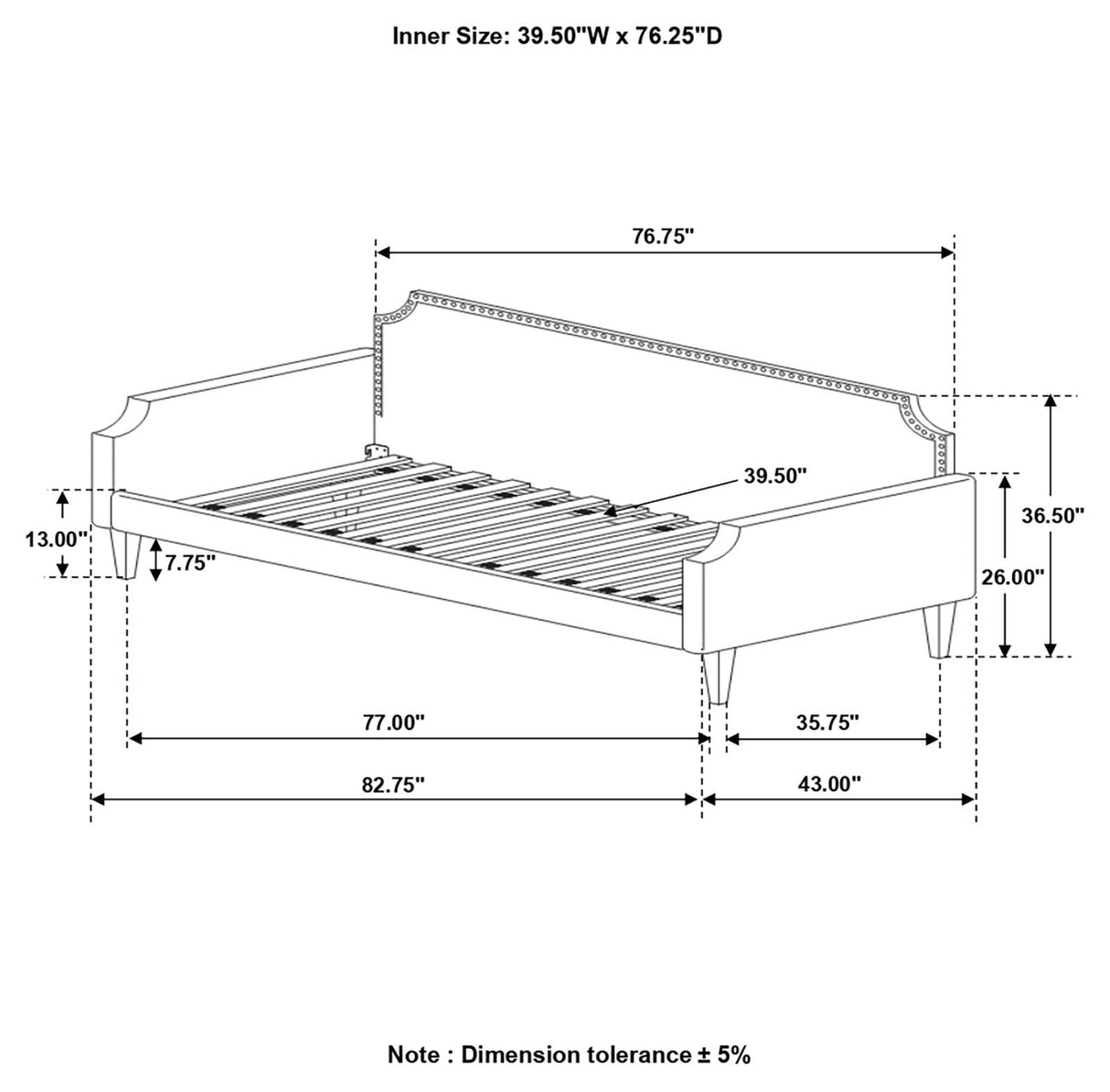 Olivia Upholstered Twin Daybed with Nailhead Trim