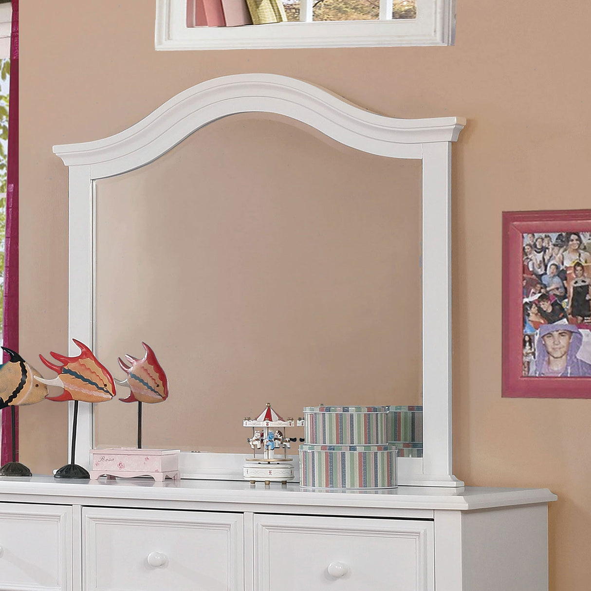 Olivia White Mirror by Furniture of America at Eve Furniture
