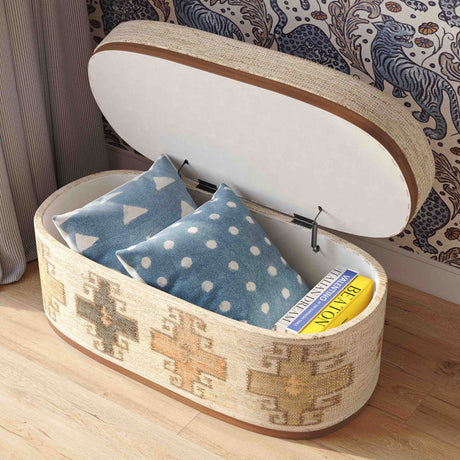 Olivier 41" Oval Storage Ottoman by TOV Furniture at Eve Furniture