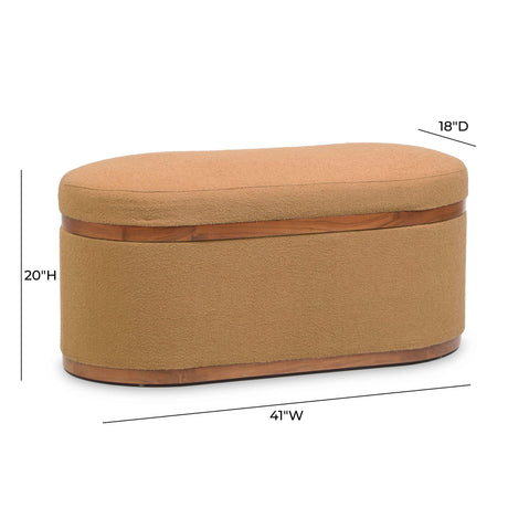 Olivier Boucle Oval Storage Ottoman by TOV Furniture at Eve Furniture