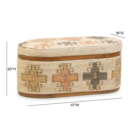 Olivier Cotton Oval Storage Ottoman by TOV Furniture at Eve Furniture
