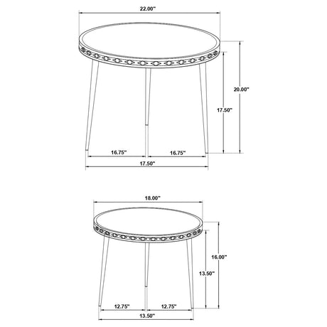 Ollie Natural and Black 2-piece Round Nesting Table by Coaster at Eve Furniture