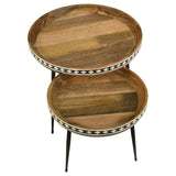Ollie Natural and Black 2-piece Round Nesting Table by Coaster at Eve Furniture