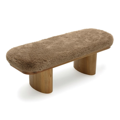 Ollie Straight Vegan Shearling Bench by TOV Furniture at Eve Furniture