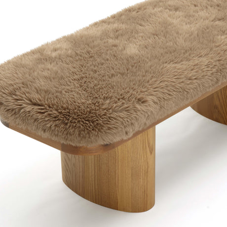 Ollie Straight Vegan Shearling Bench by TOV Furniture at Eve Furniture
