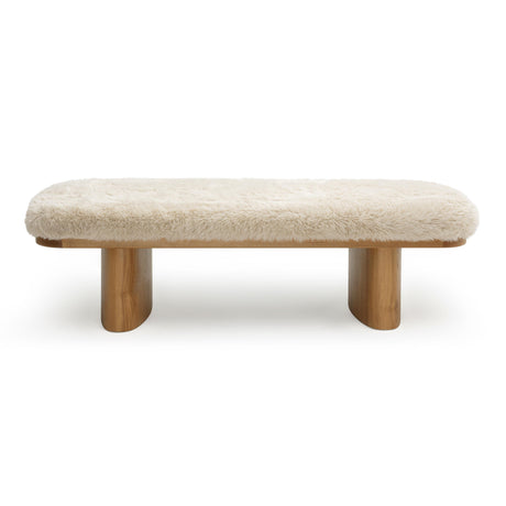 Ollie Straight Vegan Shearling Large Bench by TOV Furniture at Eve Furniture