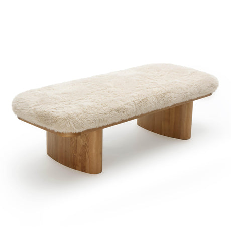 Ollie Straight Vegan Shearling Large Bench by TOV Furniture at Eve Furniture