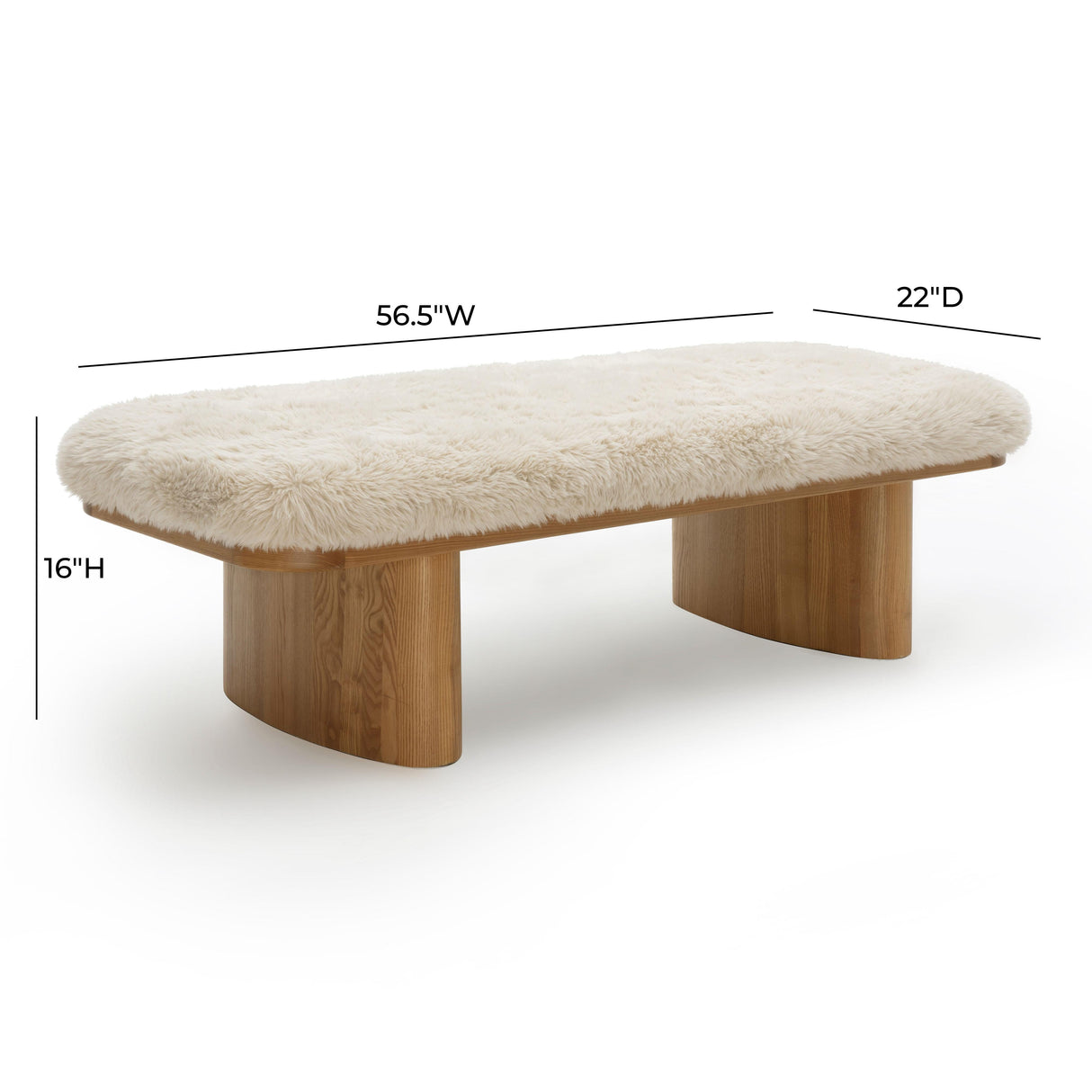 Ollie Straight Vegan Shearling Large Bench by TOV Furniture at Eve Furniture