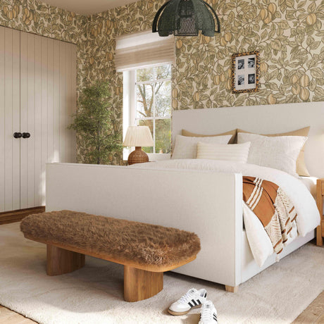 Ollie Straight Vegan Shearling Large Bench by TOV Furniture at Eve Furniture