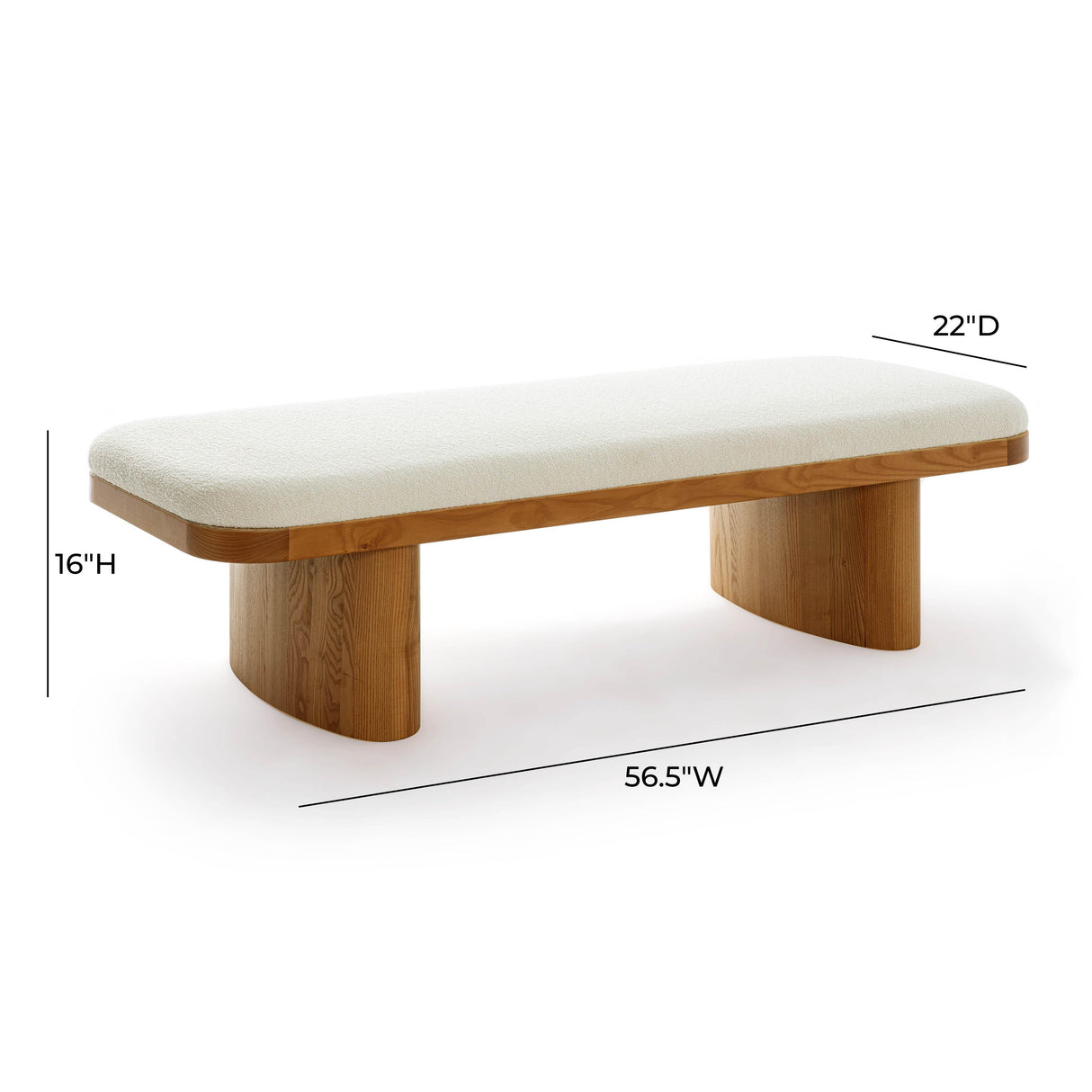 Ollie White Performance Boucle Large Bench by TOV Furniture at Eve Furniture
