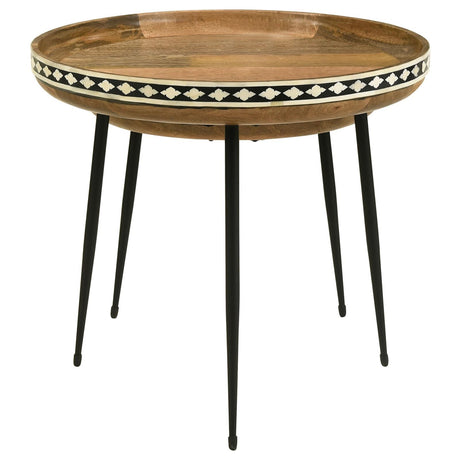 Ollie Natural and Black 2-piece Round Nesting Table by Coaster at Eve Furniture