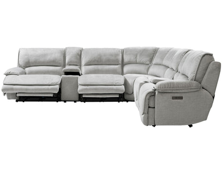 Olsen Silver 6-Piece Dual-Power Zero-Gravity Reclining Sectional by Steve Silver at Eve Furniture